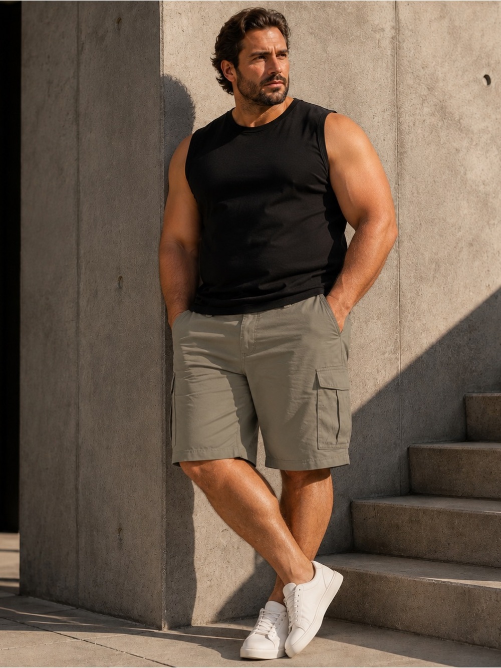 George Men’s Cargo Shorts Size 42 Stone Wash 10” Inseam NWT